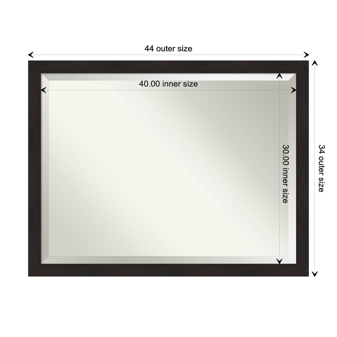 Beveled Bathroom Wall Mirror, Furniture Espresso Narrow Frame